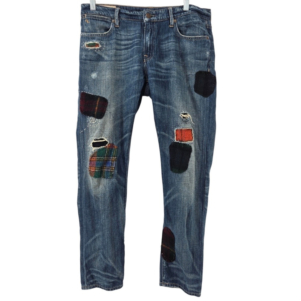 Polo Ralph Lauren Astor Slim Boyfriend Jeans Women's 29 Camp Patchwork Flannel